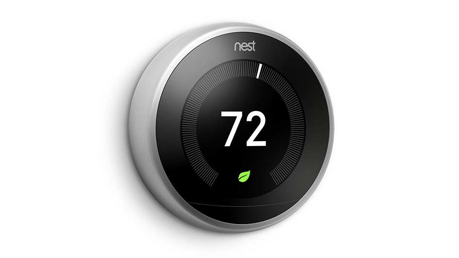 close up of a nest smart thermostat