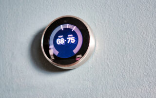 close up of a smart thermostat