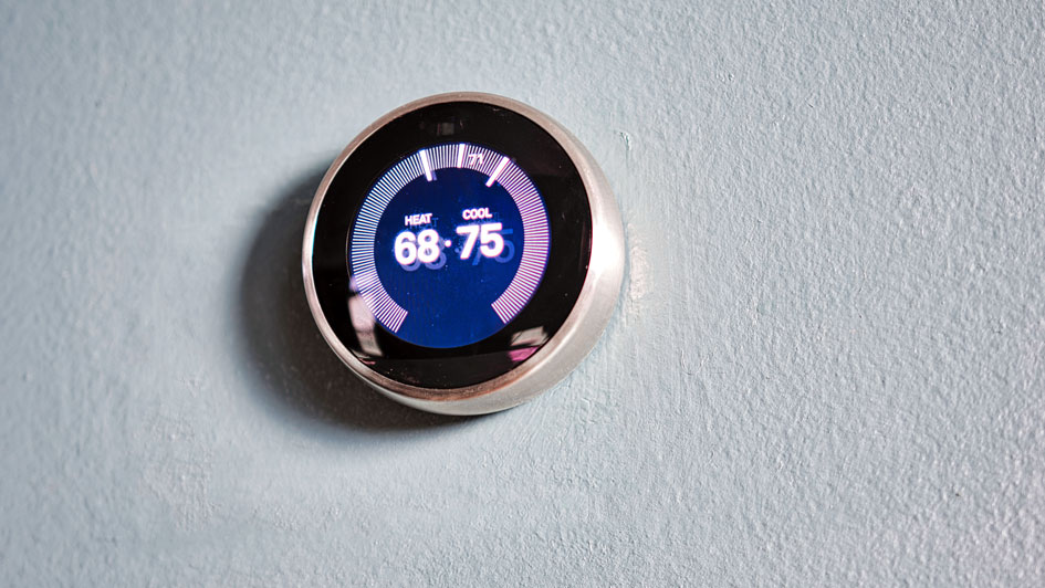 close up of a smart thermostat